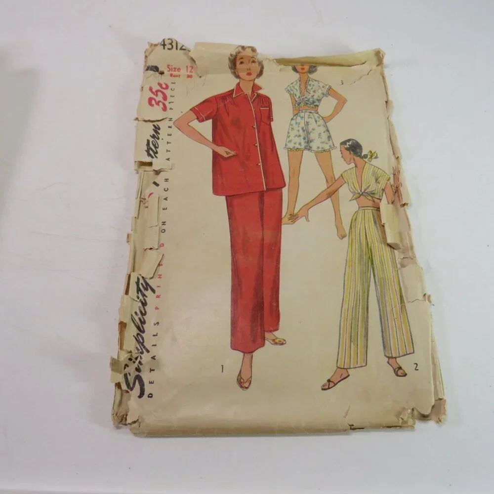 simplicity 4312 sewing pattern pajamas or Loose fit clothes(pants, shorts, top)